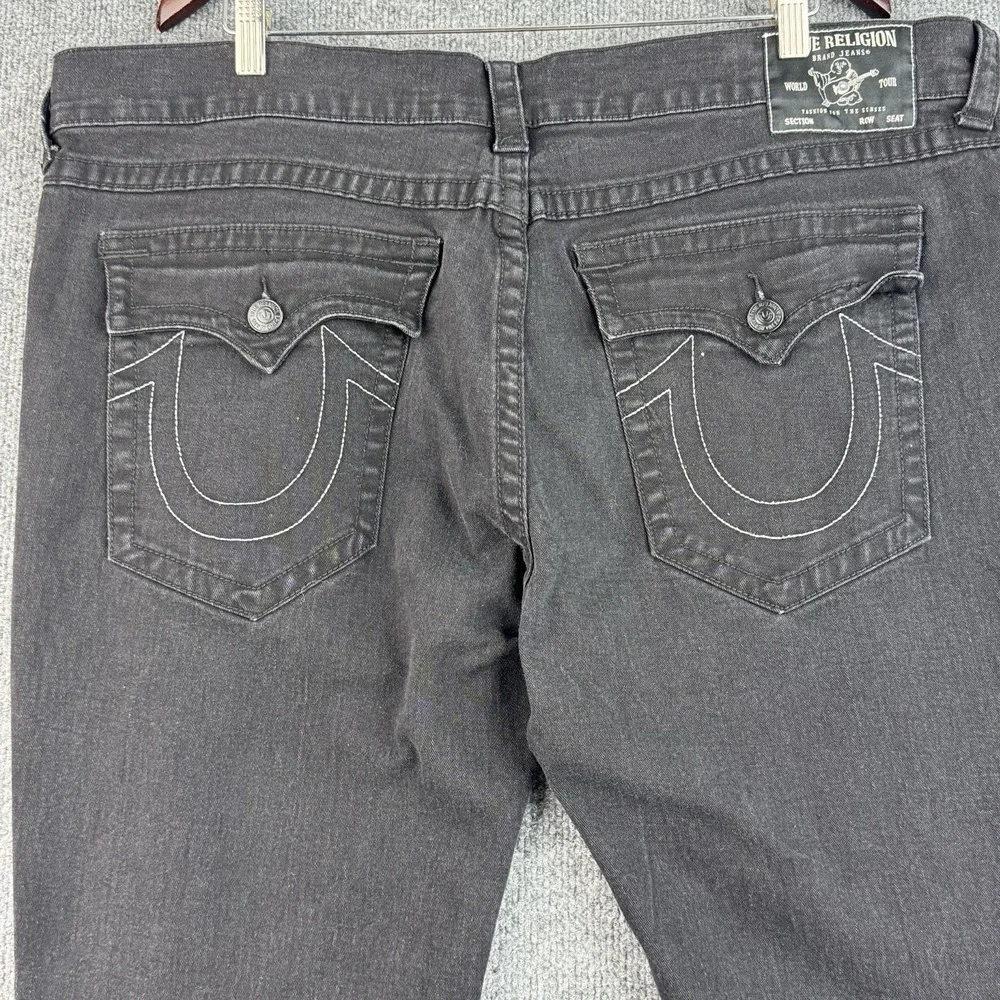 True Religion Rocco Jeans Mens 42x33 Black Relaxed Skinny Denim Casual Stretch